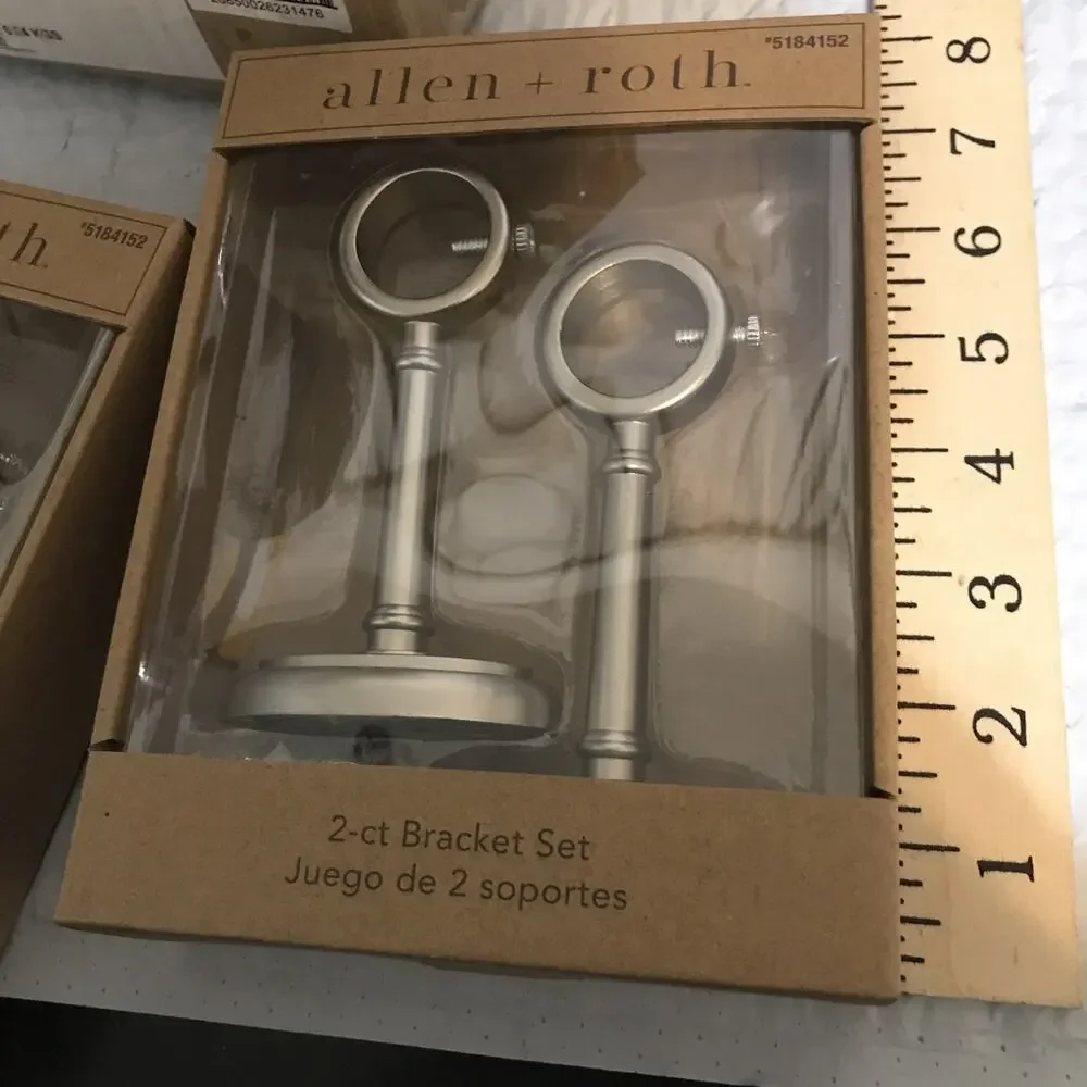 Allen + Roth 4 Pack Brushed Nickel Curtain Rod Bracket NEW Hardware